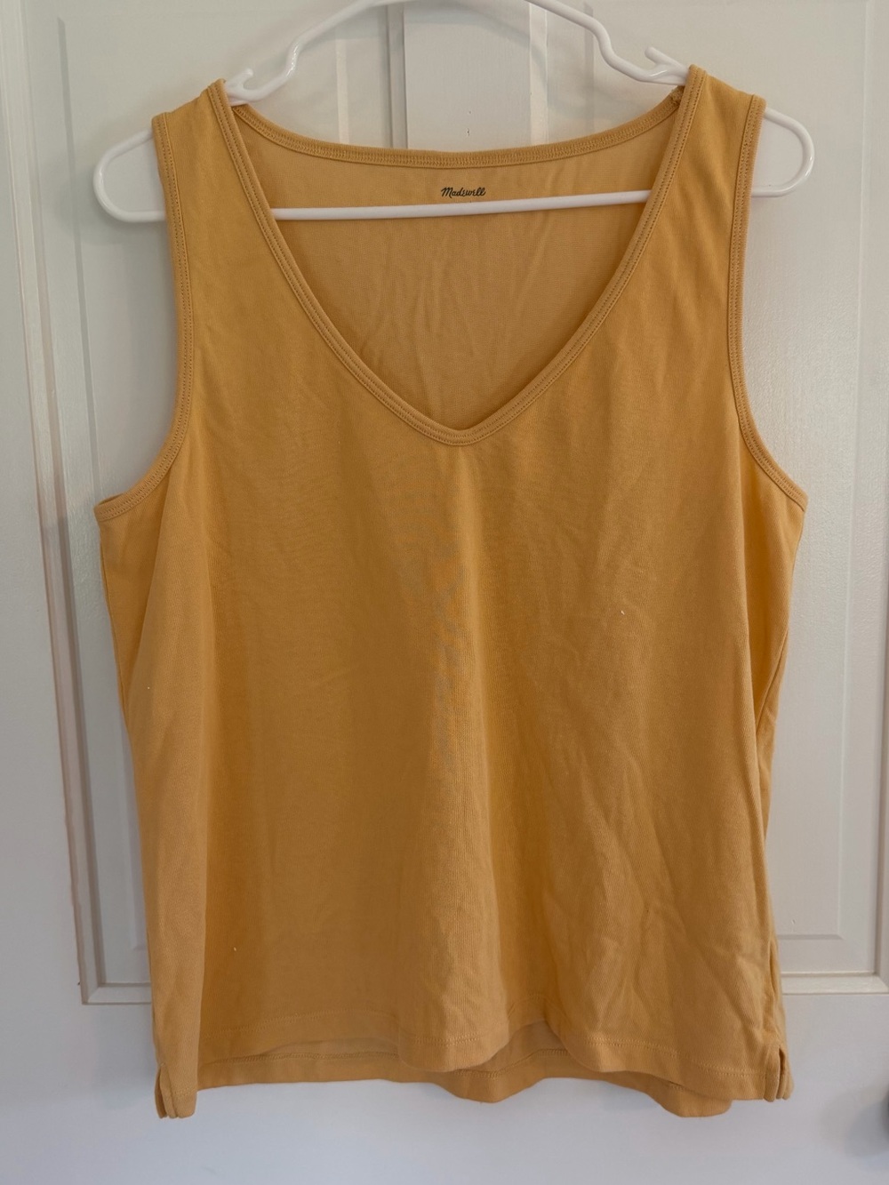 Madewell Mustard Yellow V-Neck Relaxed Cotton Blend Tank Top Large